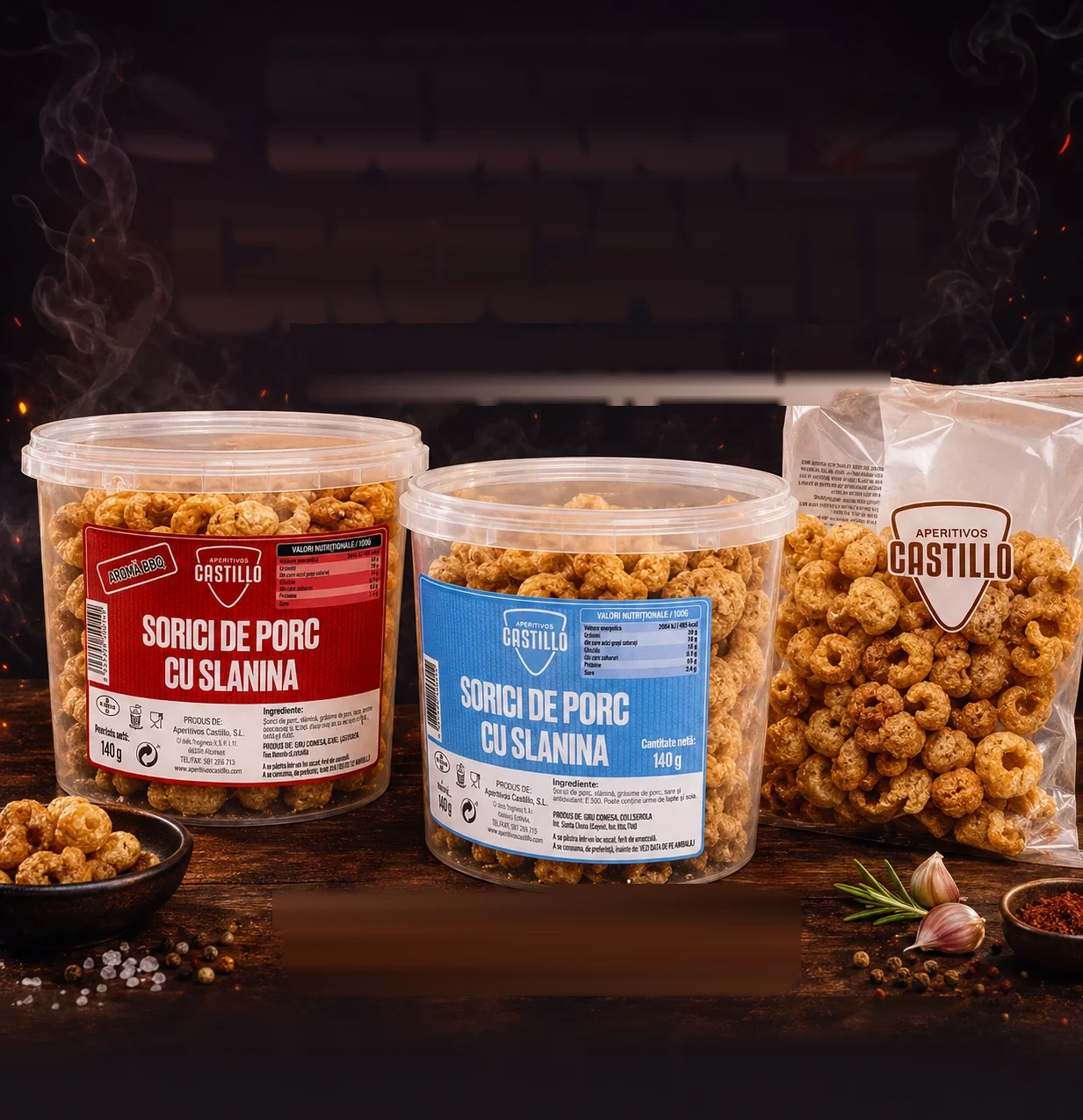 Ropogós Sertésbőr — sertésbőrből készült ropogós snack 50 g-os és 140 g-os kiszerelésben.